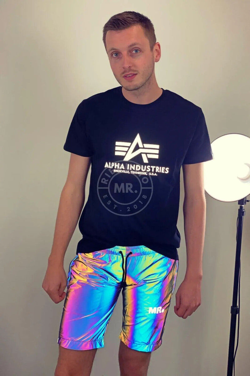 MR. RIEGILLIO Reflective Long Short Blue Silver Shining Effect - SexyMenUnderwear.com