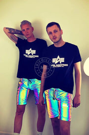 MR. RIEGILLIO Reflective Long Short Blue Silver Shining Effect - SexyMenUnderwear.com