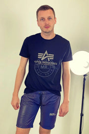 MR. RIEGILLIO Reflective Long Short Blue Silver Shining Effect - SexyMenUnderwear.com