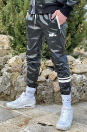 MR. RIEGILLIO Vegan Leather Pants Tracksuit With Drawstring & Ribbed Cuffs Black - SexyMenUnderwear.com