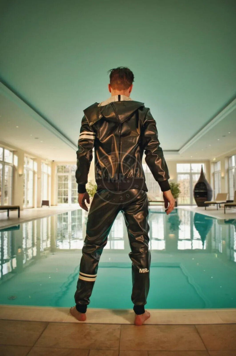 MR. RIEGILLIO Vegan Leather Pants Tracksuit With Drawstring & Ribbed Cuffs Black - SexyMenUnderwear.com