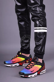 MR. RIEGILLIO Vegan Leather Pants Tracksuit With Drawstring & Ribbed Cuffs Black - SexyMenUnderwear.com