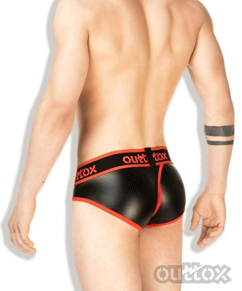Outtox By Maskulo Brief Wrapped Briefs Leather Look Red BR141-10 6 - SexyMenUnderwear.com