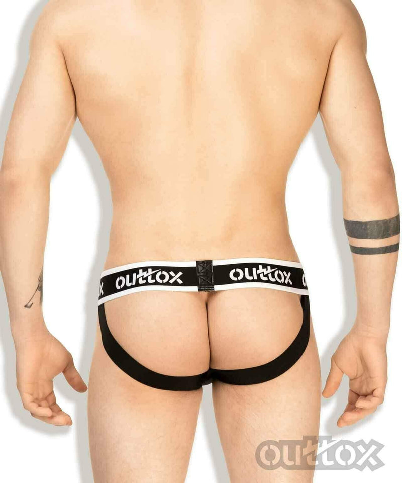 Outtox By Maskulo Jock Provocative Jockstrap Leather Look Black JS140-90 9 - SexyMenUnderwear.com
