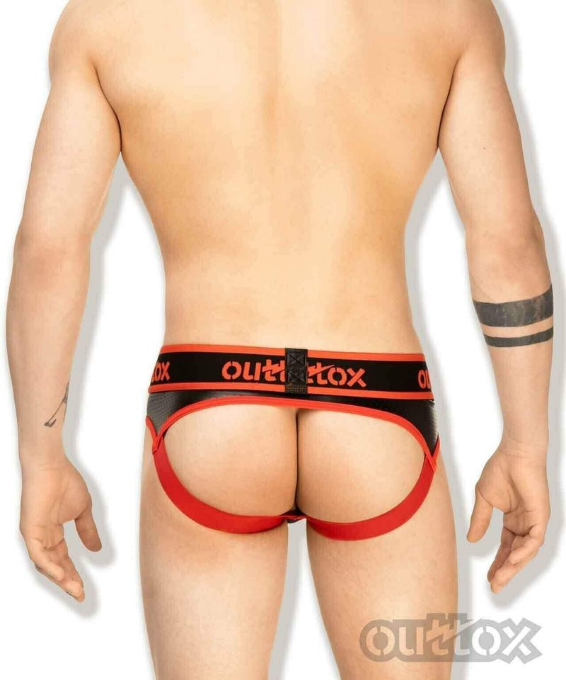 Outtox By Maskulo Jockstrap Combo Leather-Look Jock Red BR140-10 11 - SexyMenUnderwear.com