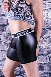 Outtox By Maskulo Shorts Cycling Fetish Short Leather-Look Black SH142-90 8 - SexyMenUnderwear.com