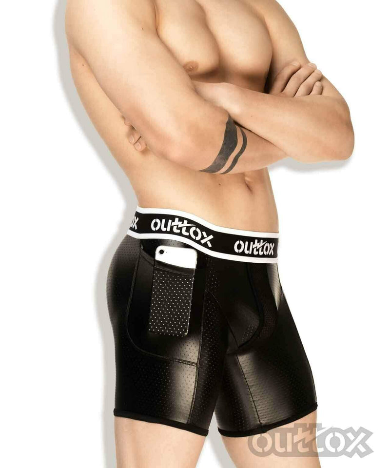 Outtox By Maskulo Shorts Cycling Fetish Short Leather-Look Black SH142-90 8 - SexyMenUnderwear.com