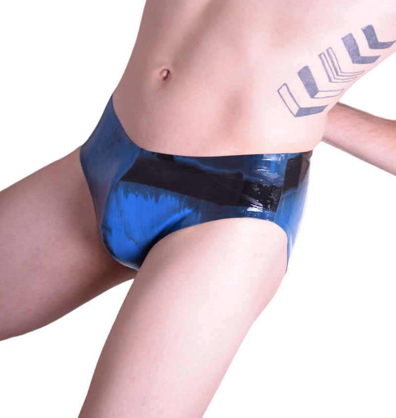 Polymorphe Rubber Mens Briefs 100% Pure Latex Ocean/Black UN-015AM 4 - SexyMenUnderwear.com