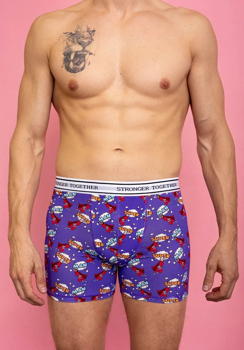POP Collection ’STRONGER TOGETHER’ Fashion Long Bamboo Boxer Purple 2 - SexyMenUnderwear.com