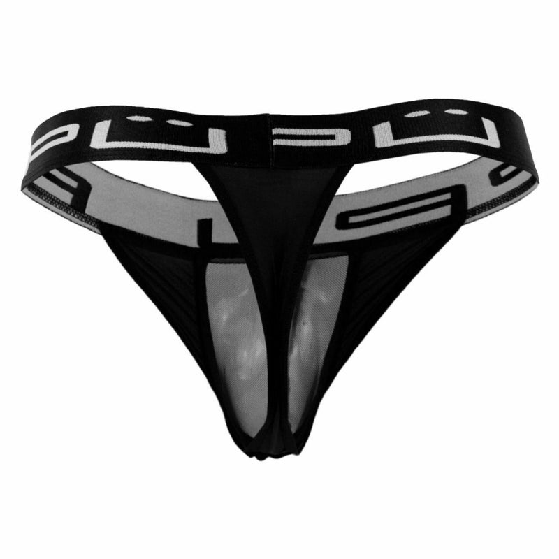 PPU Men's Thong See Through Fabric Transparent Black 1803 MX3 - SexyMenUnderwear.com