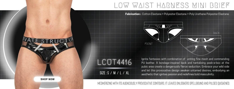 PRIVATE STRUCTURE Alpha Low Harness Mini - Briefs Shades Of Shiny Black 4416 1087