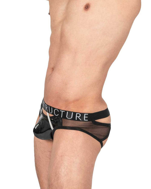 PRIVATE STRUCTURE Alpha Low Harness Mini-Briefs Shades Of Shiny Black 4416 - SexyMenUnderwear.com