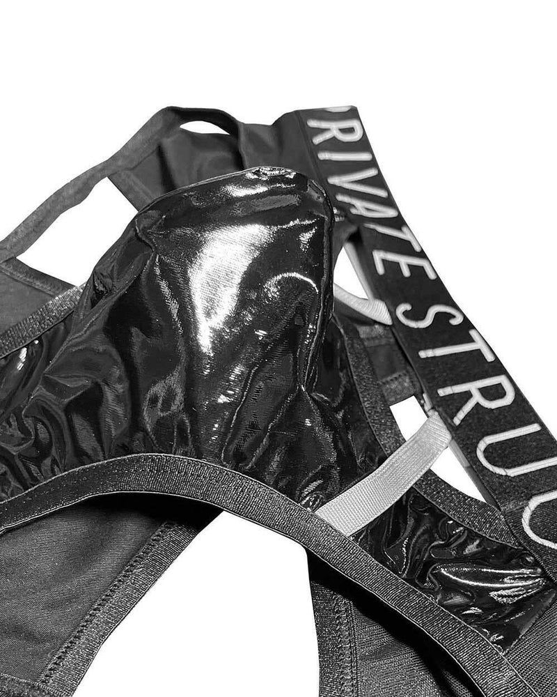 PRIVATE STRUCTURE Alpha Low Harness Mini-Briefs Shades Of Shiny Black 4416 - SexyMenUnderwear.com