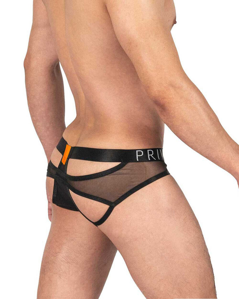 PRIVATE STRUCTURE Alpha Low Harness Mini-Briefs Shades Of Shiny Black 4416 - SexyMenUnderwear.com