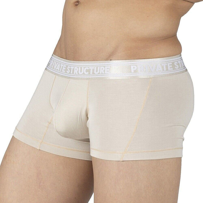 PRIVATE STRUCTURE Bamboo Boxer Viscose Mid-Waist Trunk Bleached Sand 4379 - SexyMenUnderwear.com