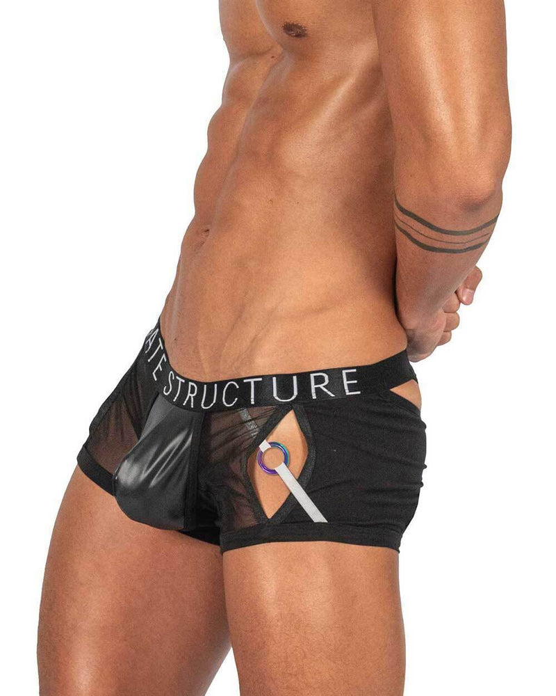 PRIVATE STRUCTURE Boxer Alpha Low Waist Harness Trunk Shades Of Black 4415 - SexyMenUnderwear.com