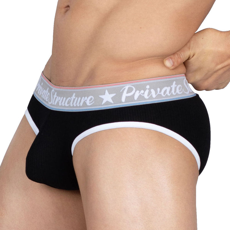 Private Structure Classic Briefs Mid-Waist Brief Total Black 3275