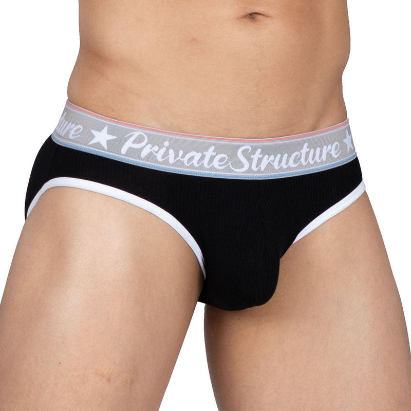 Private Structure Classic Briefs Mid-Waist Brief Total Black 3275