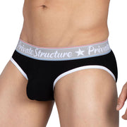 Private Structure Classic Briefs Mid-Waist Brief Total Black 3275