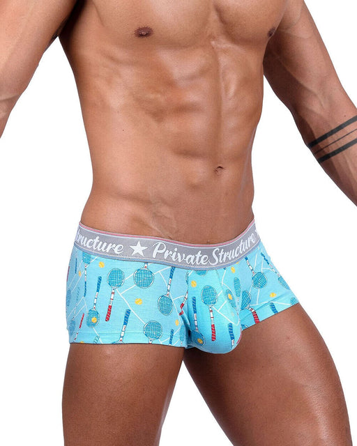 PRIVATE STRUCTURE Classic Motif Mid - Waist Boxer Trunk Tennis Light Blue 45052