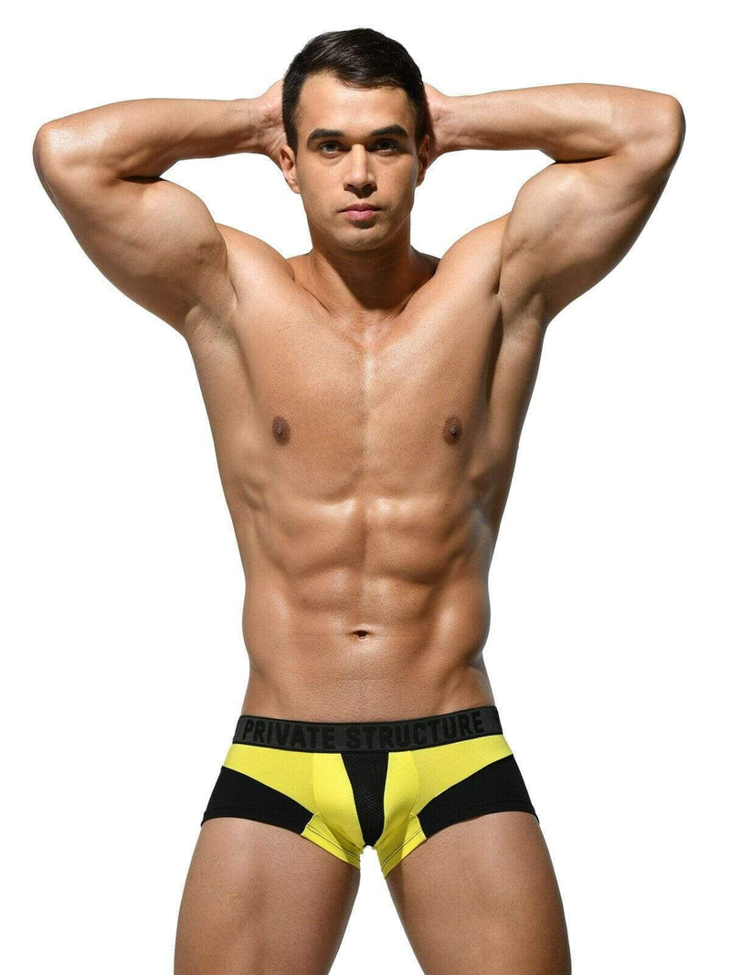 Private Structure Mens Boxers Platinum Micro-Modal Trunk Yellow 3783 49 - SexyMenUnderwear.com