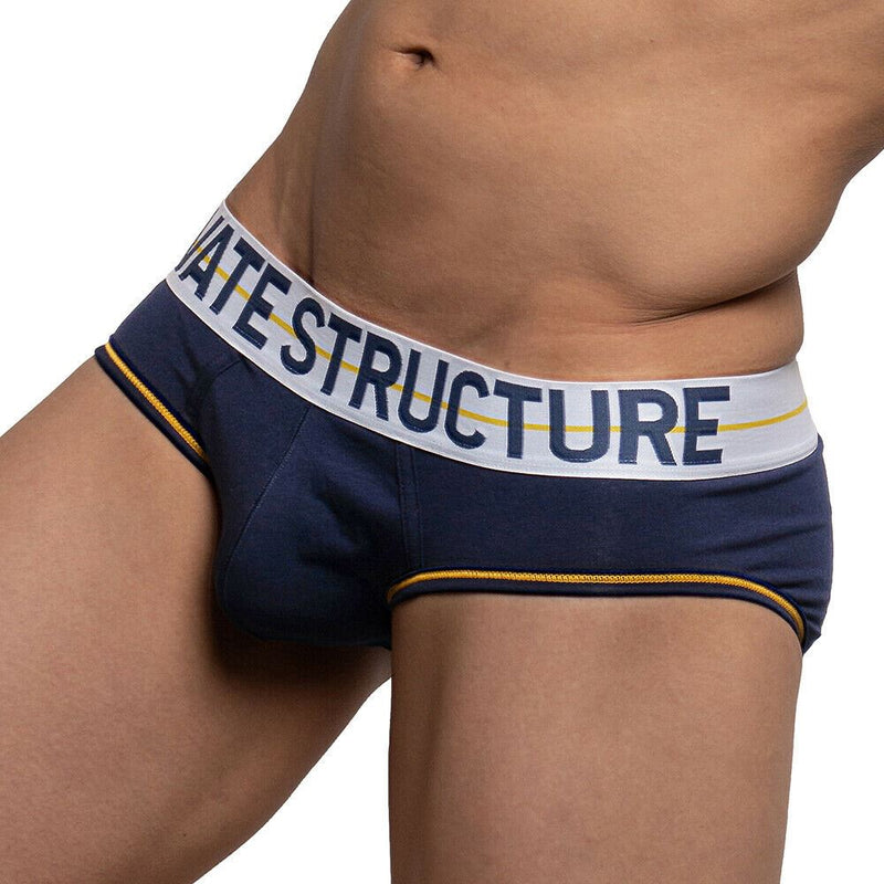 Private Structure Mini Brief MO-Lite Cupping Cotton Pouch Navy White 4104 91