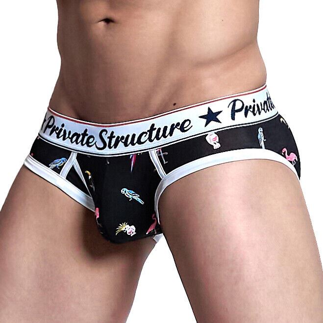Private Structure Mini Briefs Fashion Exotic Bird Black 4189