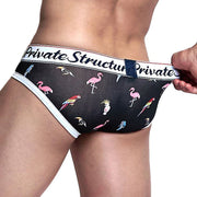 Private Structure Mini Briefs Fashion Exotic Bird Black 4189