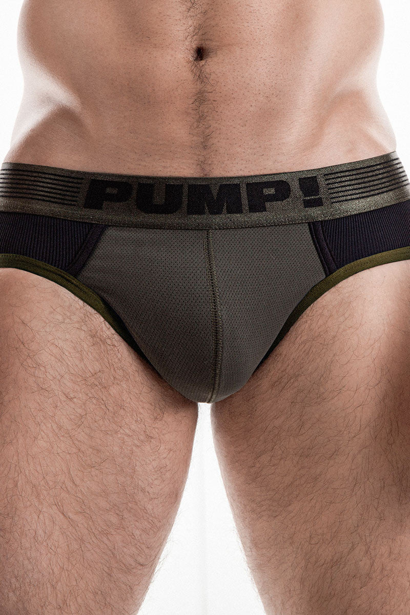PUMP! Briefs Military Green Micro Mesh Cup Ribbed Cotton Brief 12044 67