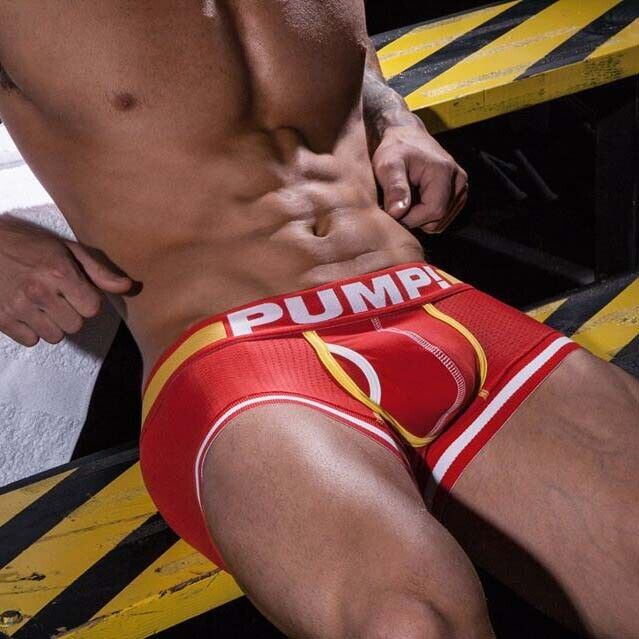 PUMP! Flash Jogger Athletic Long Boxer Sports Two Sides Pockets Red 11047 P26