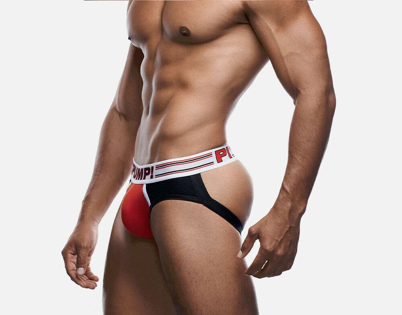 PUMP! Jockstrap Circuit Red Cotton Mesh Ochre Piping E-Racer Jock 15065