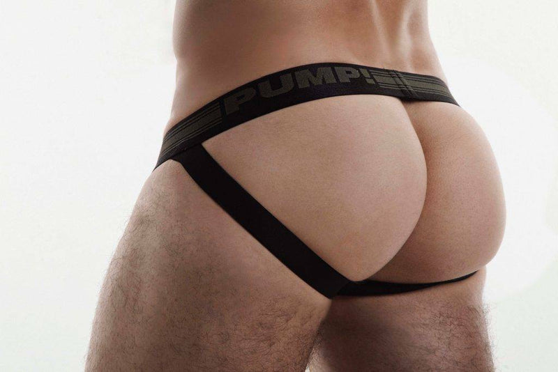PUMP ! Jock Free-Fit Militaire JockStrap Noir Rib Passepoil 15035 P17