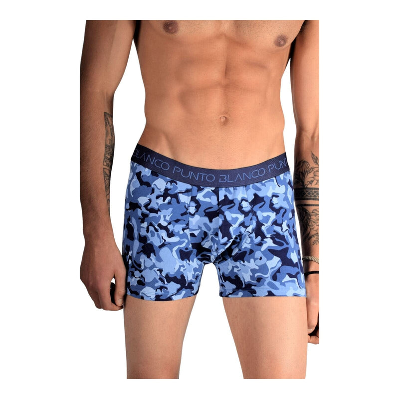 PUNTO BLANCO Boxer Organic Stretchy Camouflage Army Blue 3611