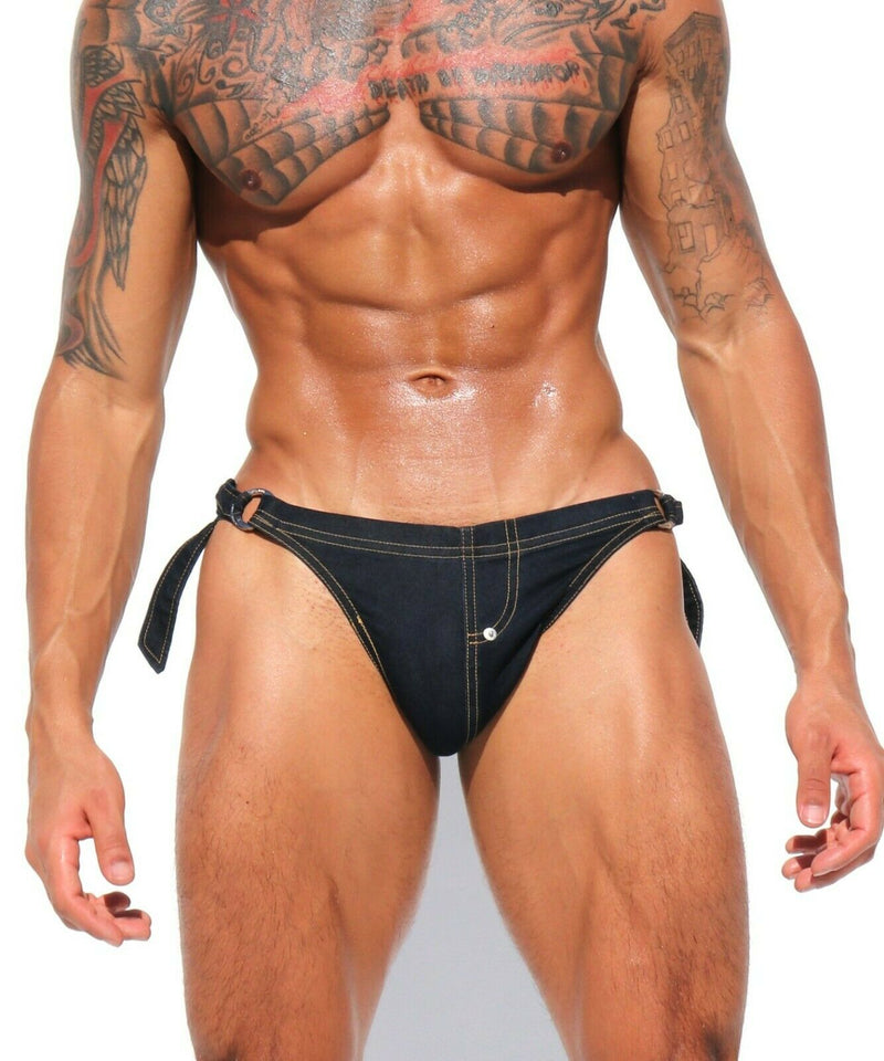 RUFSKIN! Brief Strapped Stretchy Denim Brief With D-ring Jeans Indigo 6