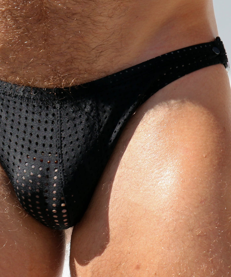 RUFSKIN Combo Jockstrap/Thong NEIL Soft Elastic at Rear Perforated Mesh Black 62