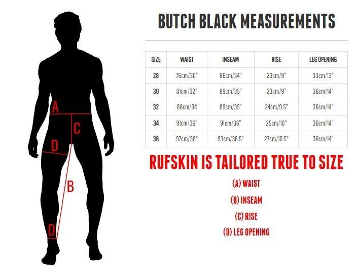 RUFSKIN Cotton Jeans BUTCH Slim Fit Straight-Leg Pants Denim Distressed Black