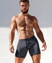 RUFSKIN! Cycle Short Linea Stretch-Nylon Matte Lead Finish Contrast Flat-Lock