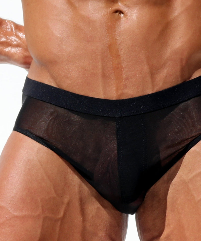 RUFSKIN DANTE Brief Full-Seat See-through Stretch Tulle Briefs Black 24