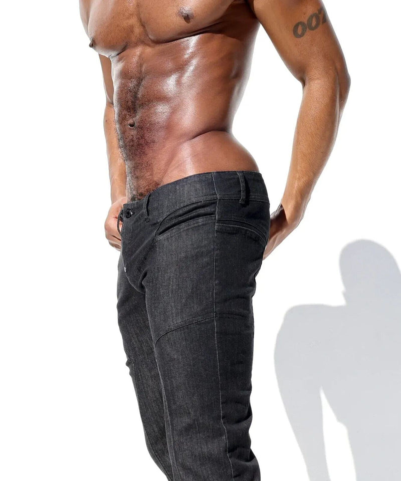 RUFSKIN Denim Jeans CHARLY Distressed Slim Fit Low-Rise Pants Premium Black