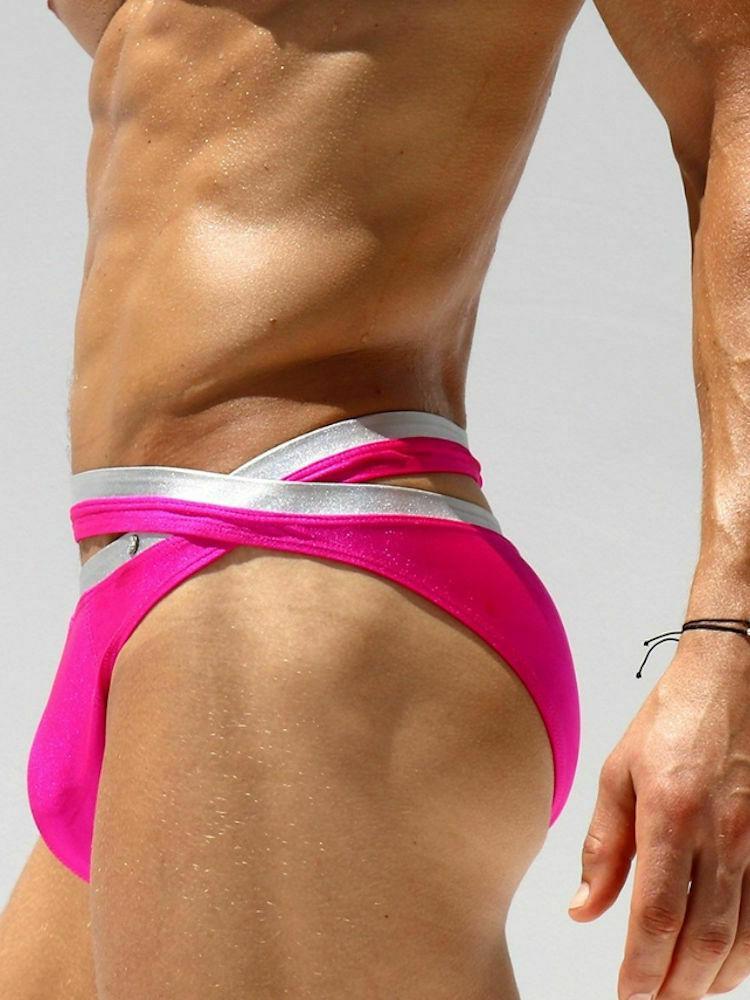Rufskin L Rufskin Swimwear Crown Swim Briefs Sexy Maillot Pink AF 18