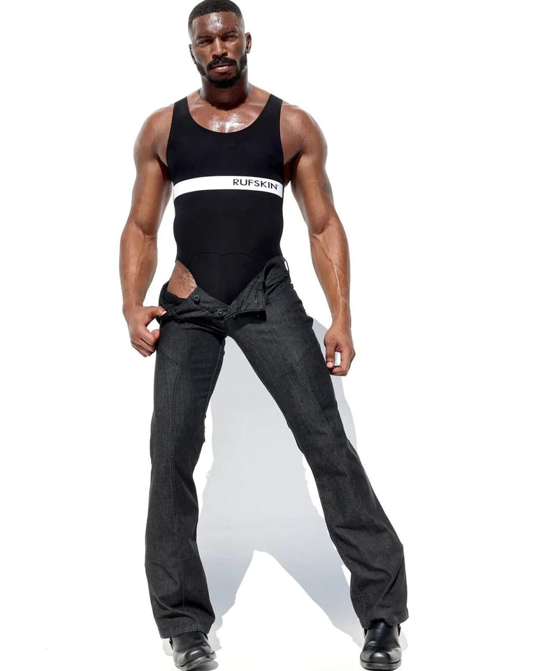 RUFSKIN Singlet TREY Full-Seat Briefs Bodysuit Brushed Knit Jet Black