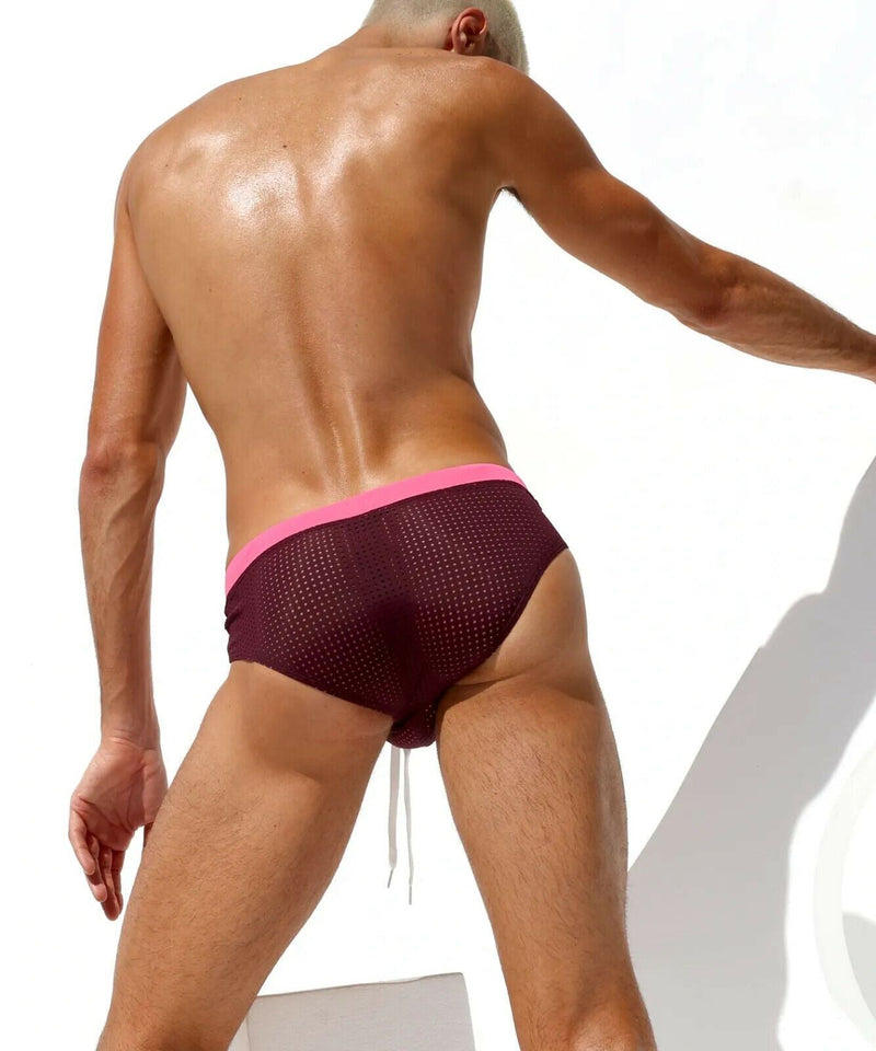 RUFSKIN THEO Swim-Briefs Perforated Swimwear See-Through Bubble Gum 44