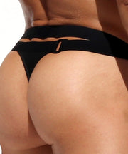 RUFSKIN Thong FALLON Stretch Rubberized Separate-Dual Waistbands Matte Black