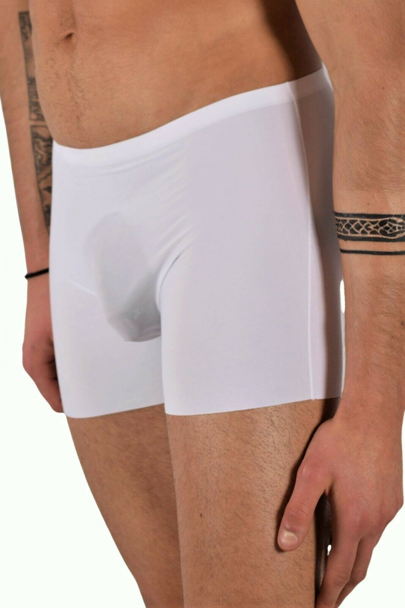 Sexy SMU Stretchy Silky Boxer second Skin Icy  total seethrough when wet White