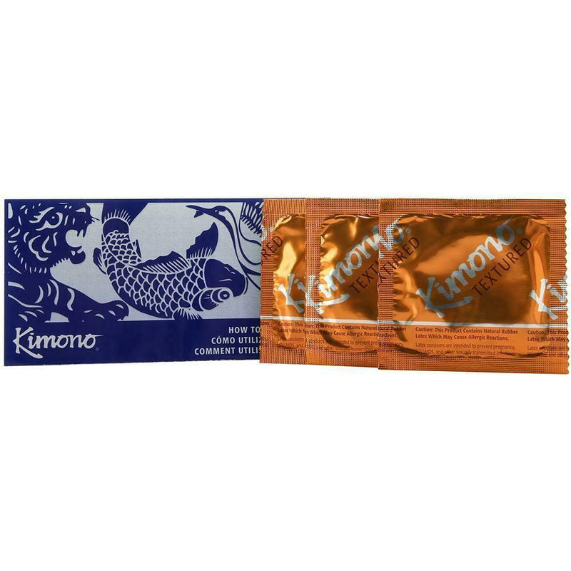 SexyMenUnderwear.com Kimono Micro thin ribbed with senxi dots Textured Type E Condoms in 3 Pack