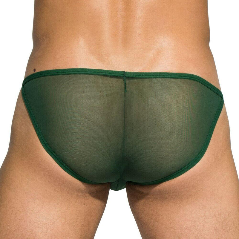 SexyMenUnderwear.com Private Structure Brief Intima Mesh Bikini Low-Rise Briefs Army Green 3454 50