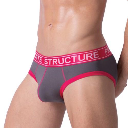 SexyMenUnderwear.com Private Structure Mens mini Brief Soho Luminous Berry Grey 3681 2