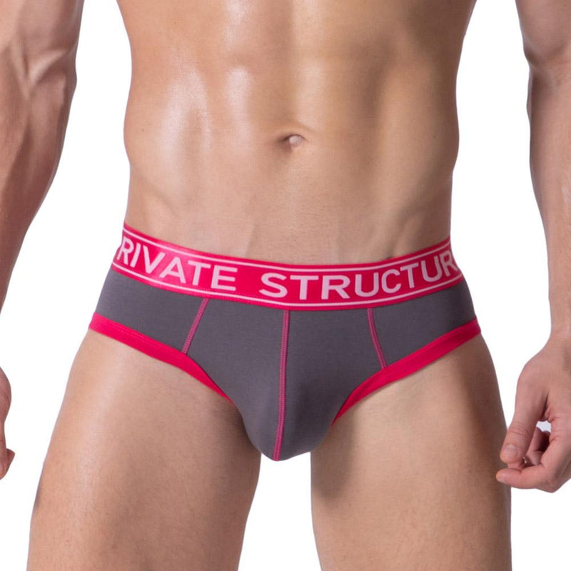 SexyMenUnderwear.com Private Structure Mens mini Brief Soho Luminous Berry Grey 3681 2