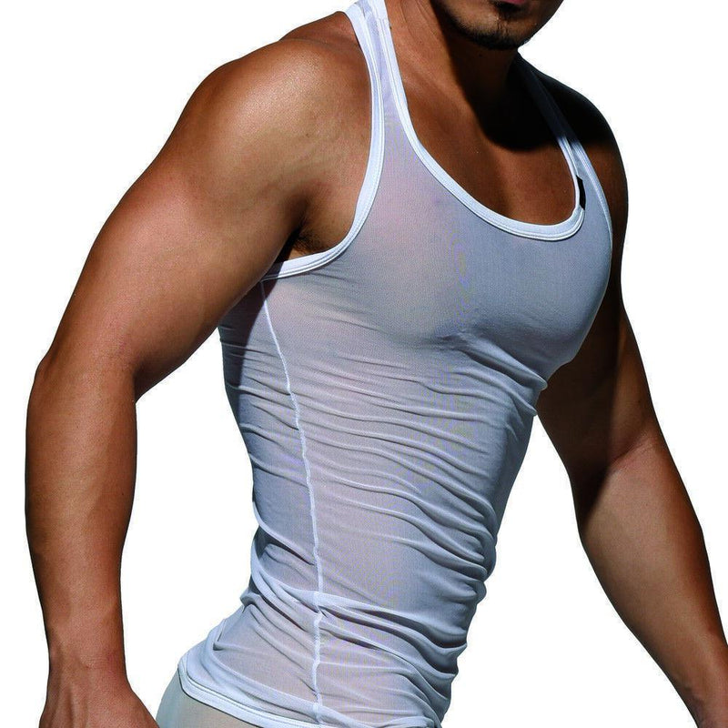 SexyMenUnderwear.com Private Structure Tanktop Desire Intima mesh Tank Top Singlet White 3451 90