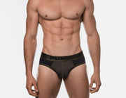 SexyMenUnderwear.com PUMP! Briefs Military Green Micro Mesh Cup Ribbed Cotton Brief 12044 67
